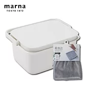 【日本Marna】10L多功能附蓋方形水桶加贈(抺布2入/包)(原廠總代理)
