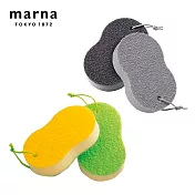 【日本Marna】日本製浴室專用水海綿垢菜瓜布(4入組)綠色+灰色(原廠總代理)