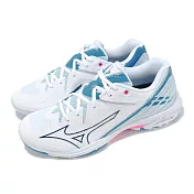 Mizuno 羽球鞋 Wave Claw 3 Wide 男鞋 寬楦 白 藍 緩衝 抓地 室內運動 運動鞋 美津濃 71GA2443-21