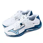 Mizuno 排球鞋 Wave Lightning Z8 男鞋 白 藍 回彈 抓地 室內運動 運動鞋 美津濃 V1GA2400-21