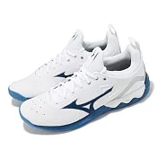 Mizuno 排球鞋 Wave Luminous 2 男鞋 白 藍 襪套式 緩衝 抓地 室內運動 美津濃 V1GA2120-86
