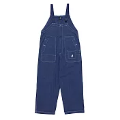 KANGOL 男女 寬版吊帶褲 中藍-6255157082 L 藍色