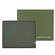 LONGCHAMP SUR SEINE系列牛皮雙折零錢袋短夾 卡其綠