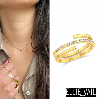 ELLIE VAIL 邁阿密防水珠寶 金色細緻鑲鑽戒指 三層螺旋設計 Giselle Dainty Spiral 5號