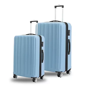 KANGOL - 英國袋鼠海岸線系列ABS硬殼拉鍊24+28吋兩件組行李箱 - 多色可選 粉藍
