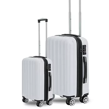 KANGOL - 英國袋鼠海岸線系列ABS硬殼拉鍊20+28吋兩件組行李箱 - 多色可選 白色