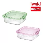 【iwaki】日本品牌耐熱玻璃微波盒-800ml(顏色任選)(原廠總代理)  綠色
