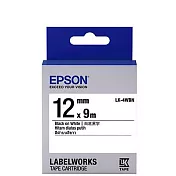 EPSON 原廠標籤帶 一般系列 LK-4WBN 12mm 白底黑字