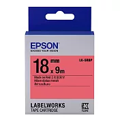 EPSON 原廠標籤帶 粉彩系列 LK-5RBP 18mm 紅底黑字