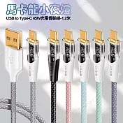 CITY BOSS馬卡龍 USB to Type-C 45W小夜燈充電傳輸線-120cm 黑色