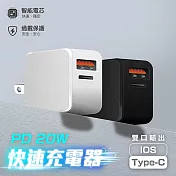 FUGU PD20W 2口電源供應器-黑色 (快充頭/充電頭快充頭/豆腐頭) 黑色