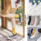 【Amoscova】 現貨 10雙組 女襪 大眼可愛襪 水果造型中筒襪 動物圖案 運動簡約襪子 棉質中性襪 (10雙組) 純色白條紋