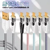 CITY BOSS馬卡龍 USB to Type-C 45W小夜燈充電傳輸線-200cm 灰色