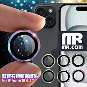 MR.COM for iPhone15 兩眼 藍寶石鏡頭保護貼 淺藍
