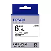EPSON LK-2WBN 6mm 白底黑字 原廠一般系列標籤帶