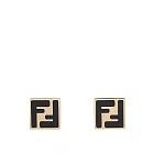 FENDI Forever Fendi 琺瑯標誌方形耳環 (金色/黑色)