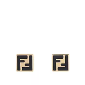 FENDI Forever Fendi 琺瑯標誌方形耳環 (金色/黑色)