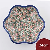 波蘭陶 綠野玫瑰系列 花形深盤 24cm 波蘭手工製