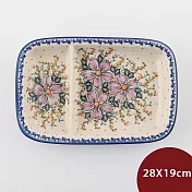 波蘭陶 粉紫私語系列 分隔盤 28x19cm 波蘭手工製