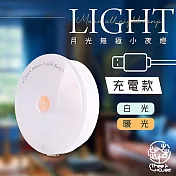 小樹屋-充電式圓形無極調光觸控LED小夜燈(1入) 白光