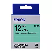 EPSON LK-4GBL 12mm 綠底黑字 原廠珍珠彩系列標籤帶