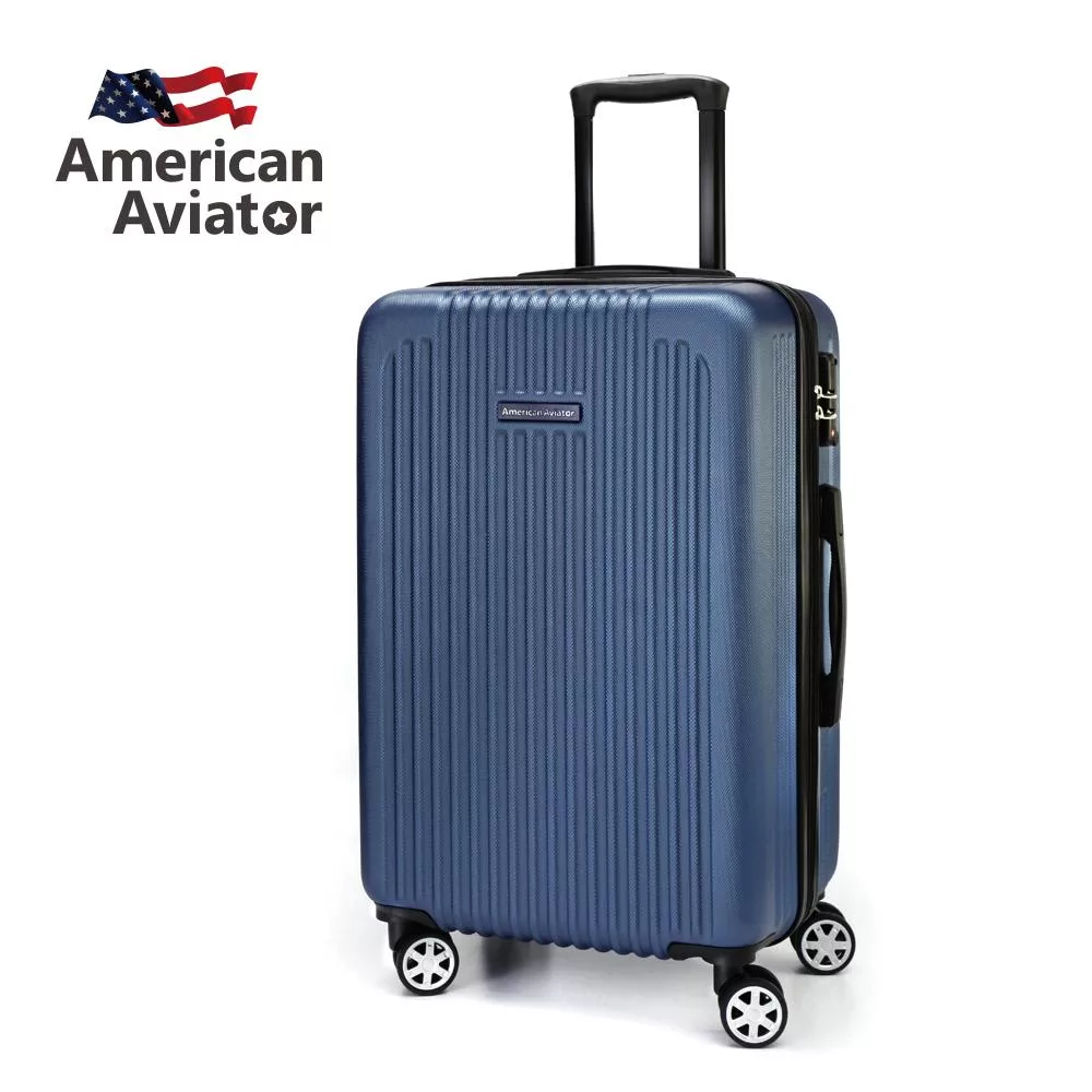 (經典不敗款～可加大)【AA美國飛行家】24吋 NY 紐約系列－抗刮超輕量 可加大行李箱 (3色任選) 灰藍色