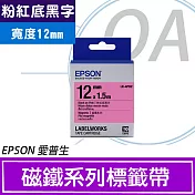 EPSON LK-4PB2 12mm 粉紅底黑字 原廠磁鐵系列標籤帶