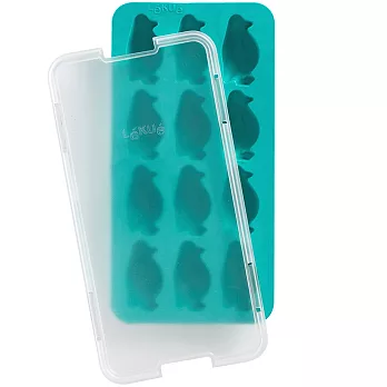 《LEKUE》12格附蓋企鵝製冰盒(湖綠) | 冰塊盒 冰塊模 冰模 冰格
