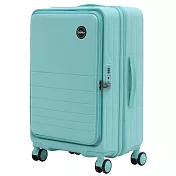 【SWICKY】24吋前開式全對色奢華旗艦旅行箱/行李箱(冰川藍) 24吋 冰川藍