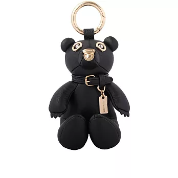 COACH 荔枝皮革熊熊吊飾/鑰匙圈 (金色/黑色)