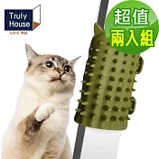 【Truly House】貓咪蹭癢神器/蹭毛器/蹭毛刷/桌腿/椅腿/貓僕/寵貓(兩色任選)(超值兩入組) 綠色2入