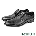 【GREEN PHOENIX】男 紳士鞋 商務鞋 皮鞋 德比鞋 真皮 綁帶 防潑水 壓紋 EU39 黑色