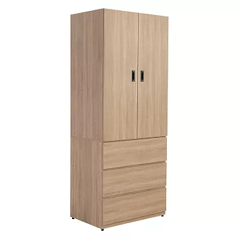 IDEA-MIT寢室傢俱雙門三抽木衣櫃/兩色可選 暖棕原木