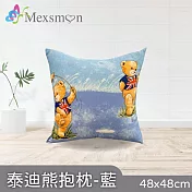 【Mexsmon 美思夢】泰迪熊抱枕-藍色/灰色/綠色/粉色 4個(48cmX48cm/個) 藍色