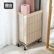 【日本霜山】窄型移動式不鏽鋼折疊洗衣籃(附布套)-36L