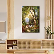 【御畫房】綠林溪流 國家一級畫師手繪油畫60×90cm VF-191 (客製商品)