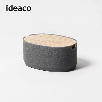 【日本ideaco】砂岩淺型橢圓形收納盒(小)- 沙灰