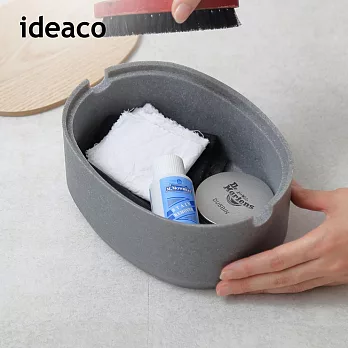 【日本ideaco】砂岩淺型橢圓形收納盒(大)- 沙灰