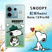 史努比/SNOOPY 正版授權 紅米Redmi Note 13 Pro 5G 漸層彩繪空壓手機殼 (郊遊)