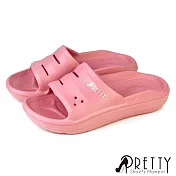 【Pretty】男女 女大尺碼 拖鞋 浴室拖鞋 防水拖鞋 輕量 厚底 一體成形 室內室外 海灘 台灣製 EU37 粉紅色