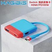 HAGiBiS海備思 Switch便攜底座 視訊採集卡/HDMI/PD100W 紅藍色