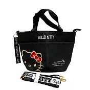 DF 童趣館 - 超萌Hello Kitty電繡船型手提肩背兩用包 - 共2色 黑色