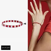 SHASHI 紐約品牌 Tilu Vivian 簡約金塊手鍊 彈性手鍊 銀色X紅色