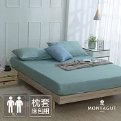 MONTAGUT-40支200織紗精梳棉枕套床包組(輕綠意-雙人)