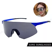 【SUNS】運動大框墨鏡 戶外眼鏡 男女適用 台灣製 防滑/防爆鏡片/抗UV400 S516 藍框灰片