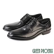 【GREEN PHOENIX】男 紳士鞋 商務鞋 德比鞋 皮鞋 真皮 綁帶 EU41 黑色