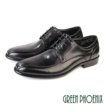 【GREEN PHOENIX】男 紳士鞋 商務鞋 德比鞋 皮鞋 真皮 綁帶 EU45 黑色