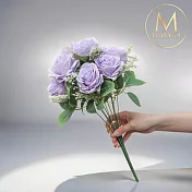 【Floral M】英式卡爾玫瑰浪漫紫仿真花花材（9入/組）
