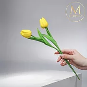 【Floral M】荷蘭蜜桃鬱金香檸檬黃仿真花花材（5入/組）