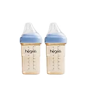 【hegen】金色奇蹟PPSU多功能方圓型寬口奶瓶 240ml 雙瓶組 - 沁藍